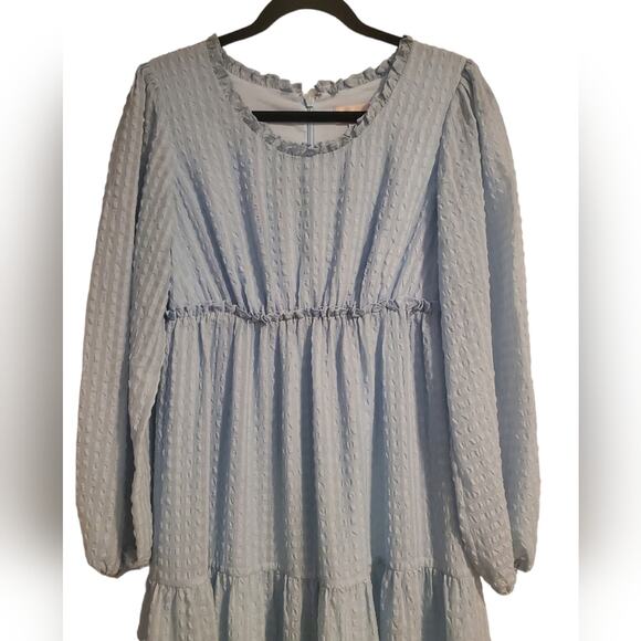 Rachel Parcell Blue Maxi Cottage Core Prairie Seesucker Dress Sz S - Picture 2 of 4